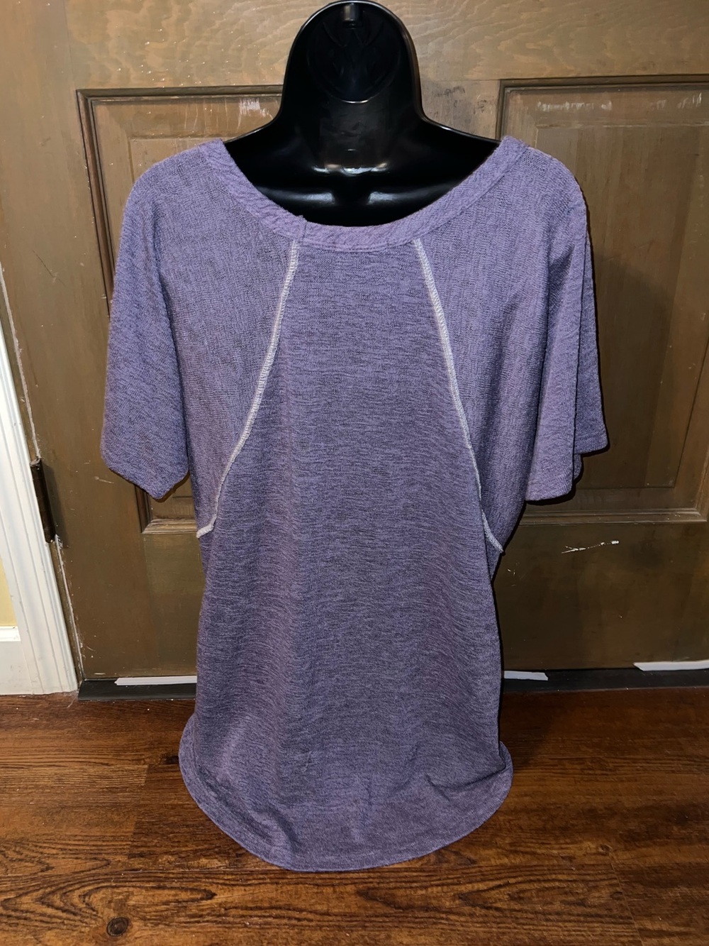 Easel Purple Mineral Wash V-Neck Knit Tunic Short Sleeve Oversized Boho Size M - Picture 4 of 8